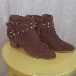 Suede Studded buckle bootie